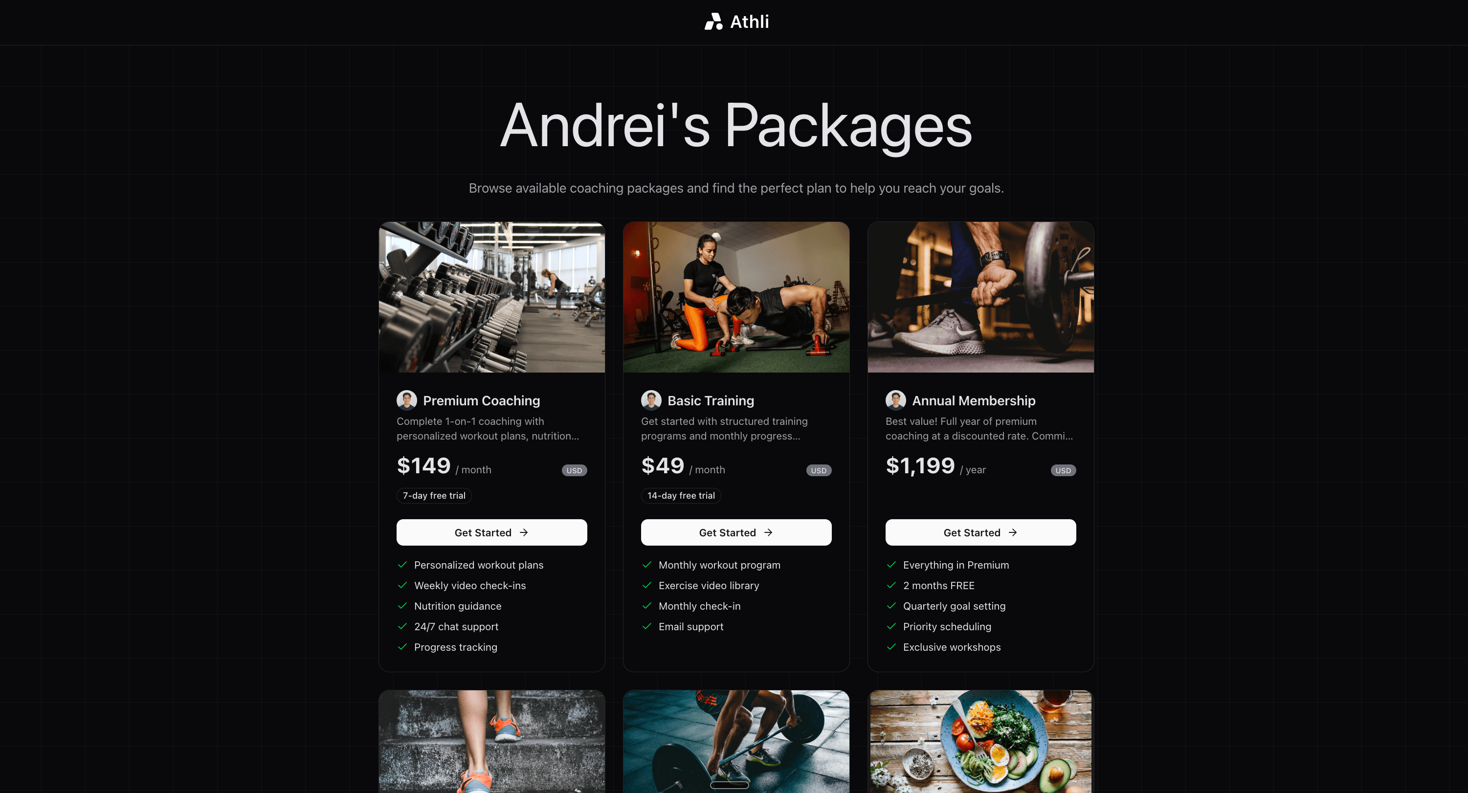 Athli Packages — Bundle your services into ready-to-sell packages